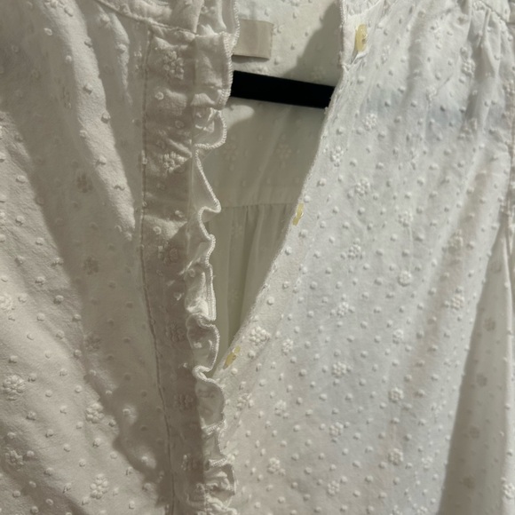 LOFT White Textured Ruffle Blouse - Picture 3 of 3